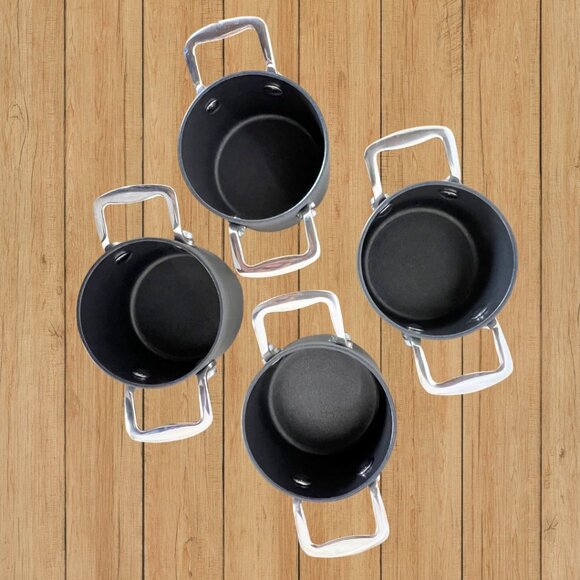 Cook’s Essentials Mini-Pot Set of 4 - Hard Anodized with Handles - Picture 1 of 8